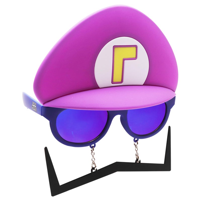 Sun-Staches Waluigi Sunglasses | Officially Licensed Nintendo Costume Accessory for Super Mario Fans | UV 400 | One Size Fits Most - Image 1
